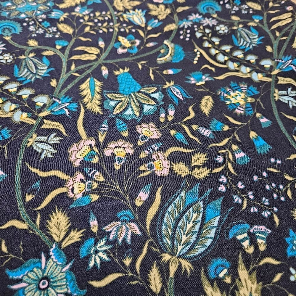 Joe Fresh Navy Blue Floral Long Sleeve Shirt Women's Medium Bohemian Casual - Picture 3 of 8